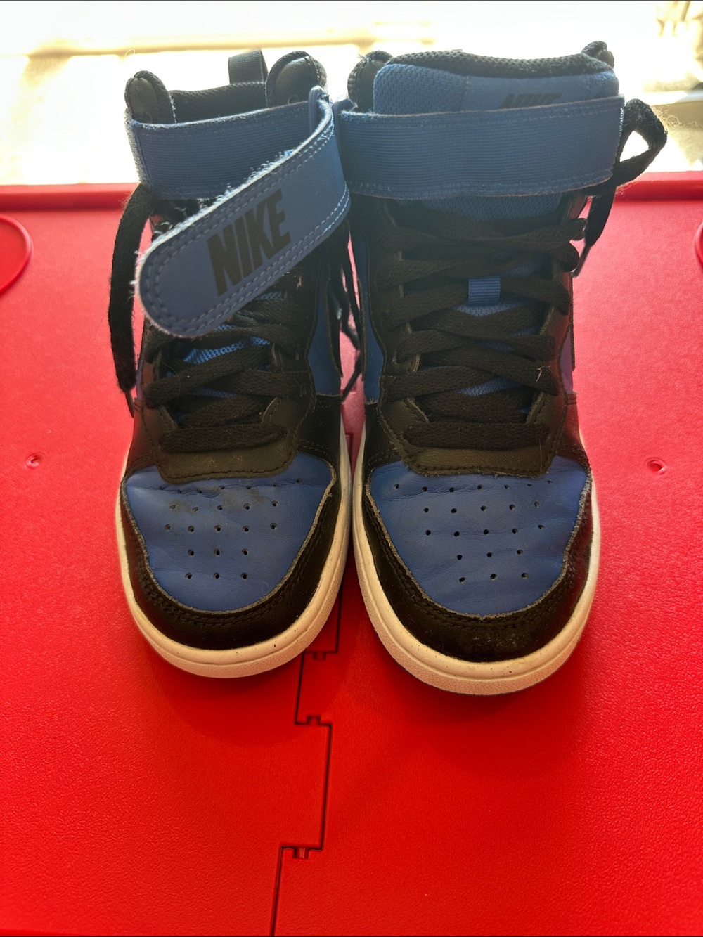 Nike Kids High-Top Sneakers in Black and Blue with Strap